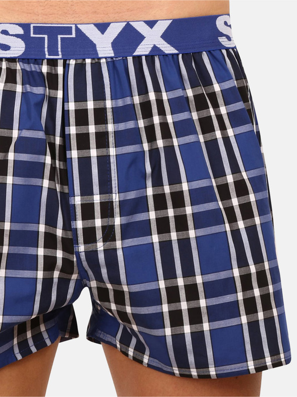 Styx Μαύρο και μπλε ανδρικό καρό σορτσάκι Styx