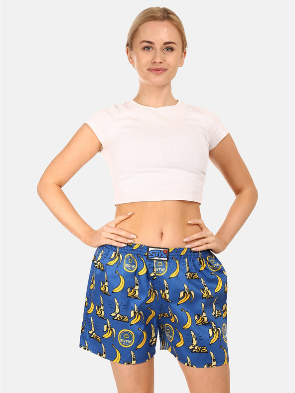 Styx Κίτρινο και μπλε γυναικείο σορτσάκι ύπνου με σχέδιο Styx Bananas