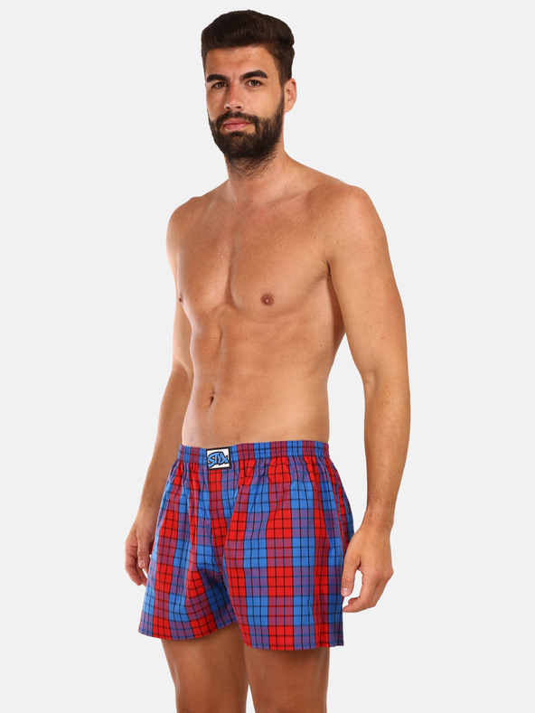 Styx Κόκκινο και μπλε ανδρικό καρό σορτσάκι Styx