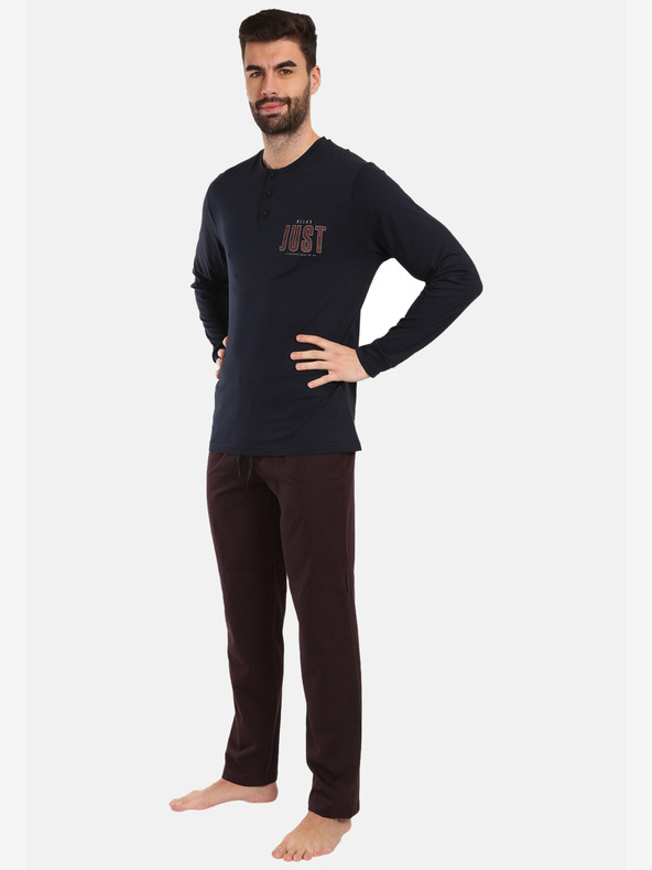 Nedeto Ανδρικές πιτζάμες με μπαλόνια σε μπορντό και μαύρο χρώμα Nedeto