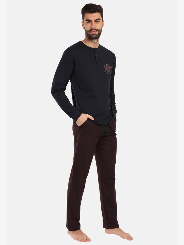 Nedeto Ανδρικές πιτζάμες με μπαλόνια σε μπορντό και μαύρο χρώμα Nedeto