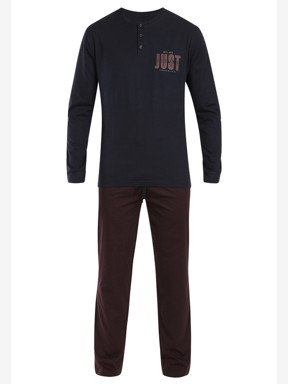 Nedeto Ανδρικές πιτζάμες με μπαλόνια σε μπορντό και μαύρο χρώμα Nedeto