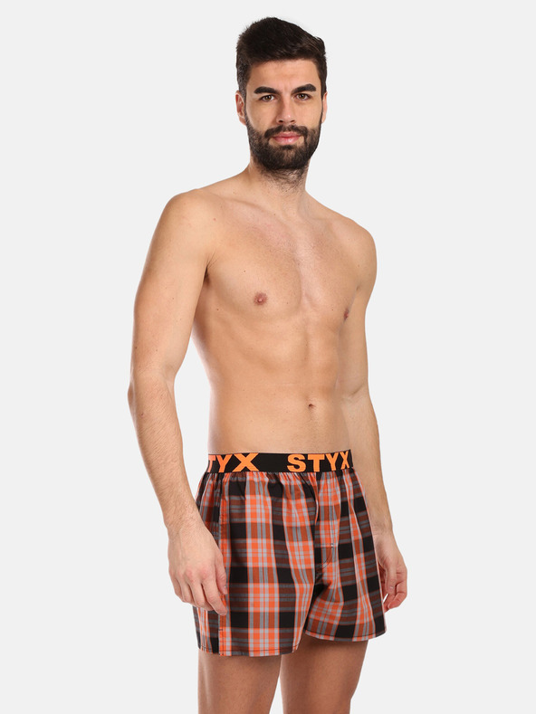 Styx Μαύρο και πορτοκαλί ανδρικό καρό σορτς Styx