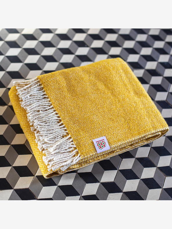 Balkanova Μαλλί κουβέρτα Elma I - κίτρινο μουσταρδί
