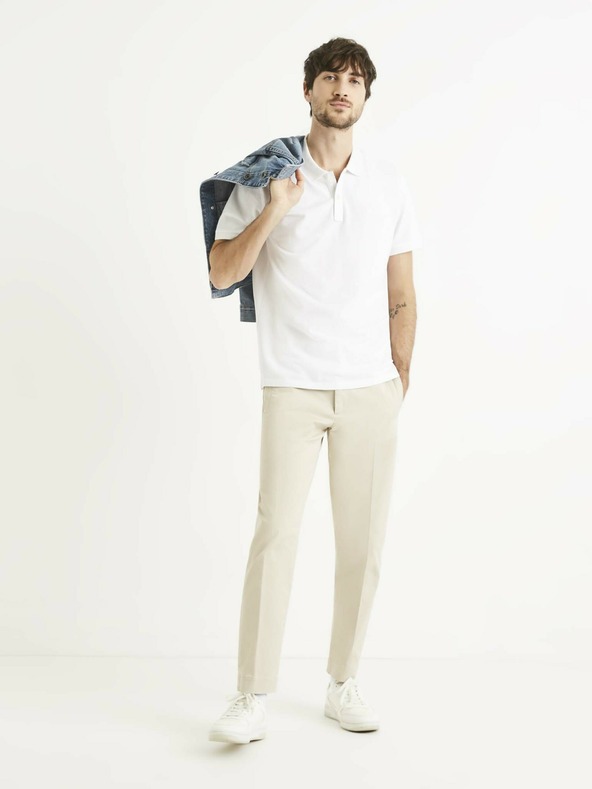 Celio Λευκό ανδρικό πουκάμισο πόλο Celio