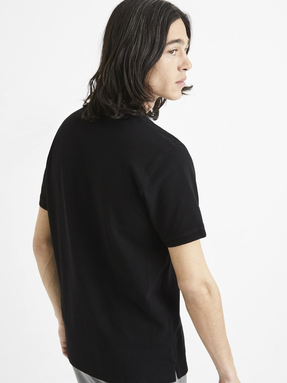 Celio Μαύρη ανδρική μπλούζα πόλο Celio Teone