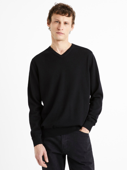 Celio Μαύρο ανδρικό πουλόβερ Celio Decotonv
