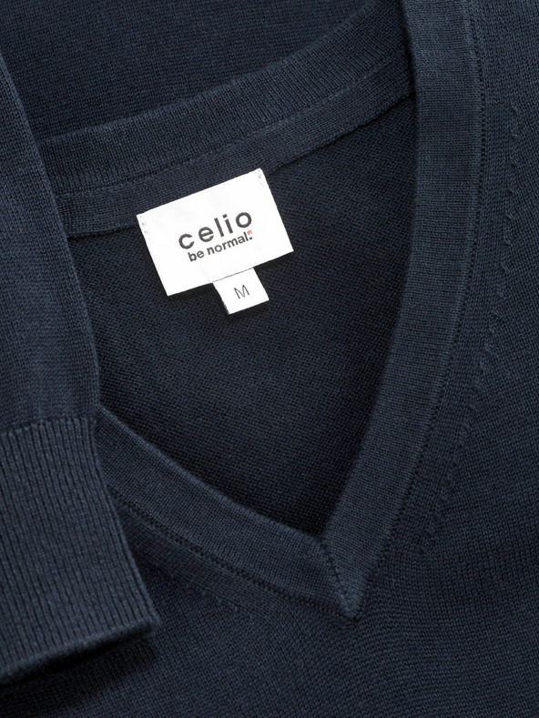 Celio Σκούρο μπλε ανδρικό βασικό πουλόβερ Celio Decotonv