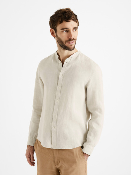 Celio Μπεζ ανδρικό λινό πουκάμισο Celio Damaolin