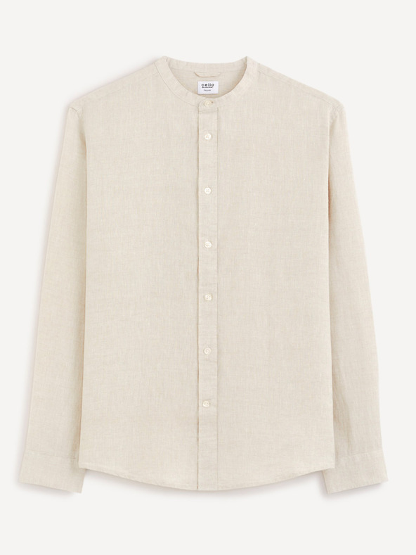 Celio Μπεζ ανδρικό λινό πουκάμισο Celio Damaolin