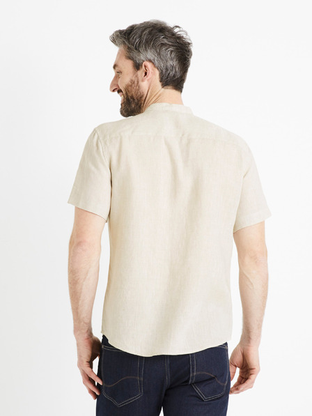 Celio Μπεζ ανδρικό λινό πουκάμισο Celio Damopoc