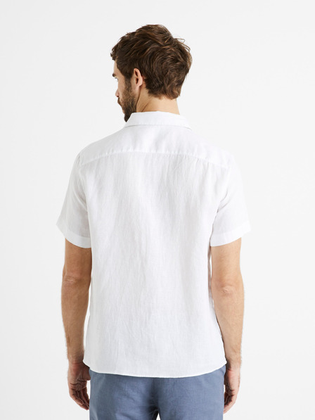 Celio Λευκό ανδρικό λινό πουκάμισο Celio Damarlin