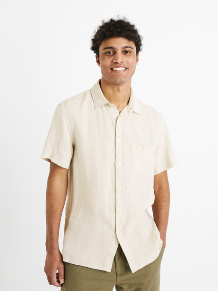 Celio Κρέμα ανδρικό λινό πουκάμισο Celio Damarlin