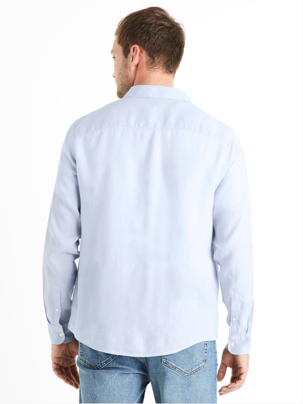 Celio Μπλε ανδρικό λινό πουκάμισο Celio Daflix