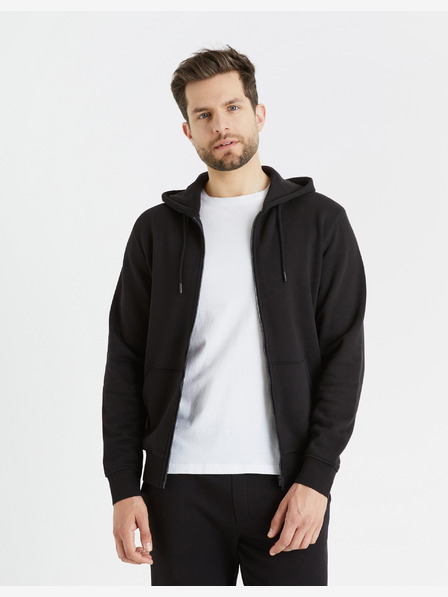 Celio Μαύρο ανδρικό βασικό φούτερ με κουκούλα Celio Fethree