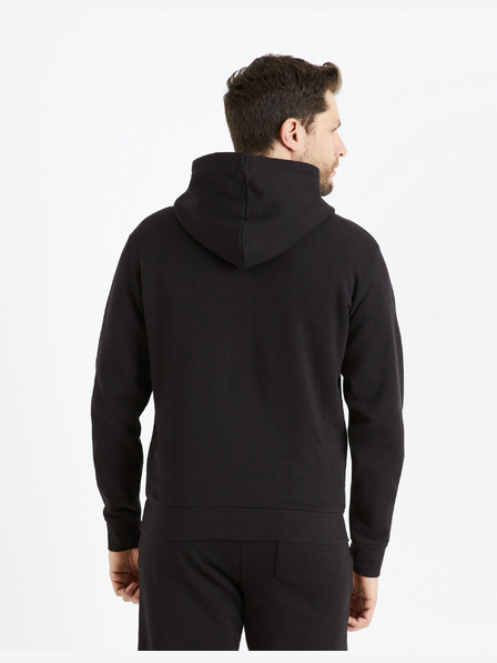 Celio Μαύρο ανδρικό φούτερ με κουκούλα Celio Fesix