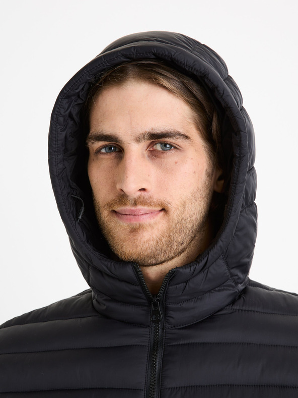 Celio Μαύρο ανδρικό καπιτονέ μπουφάν Celio Fububble