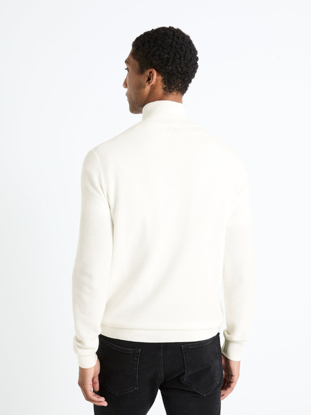 Celio Κρεμ ανδρικό πουλόβερ με όρθιο γιακά Celio Celim