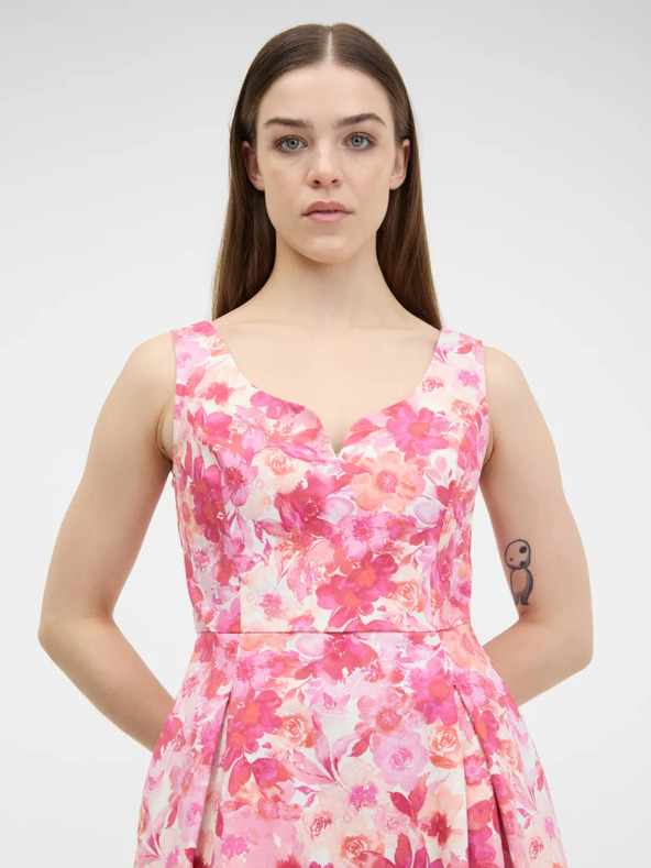 Orsay Ροζ γυναικείο φόρεμα με λουλούδια ORSAY