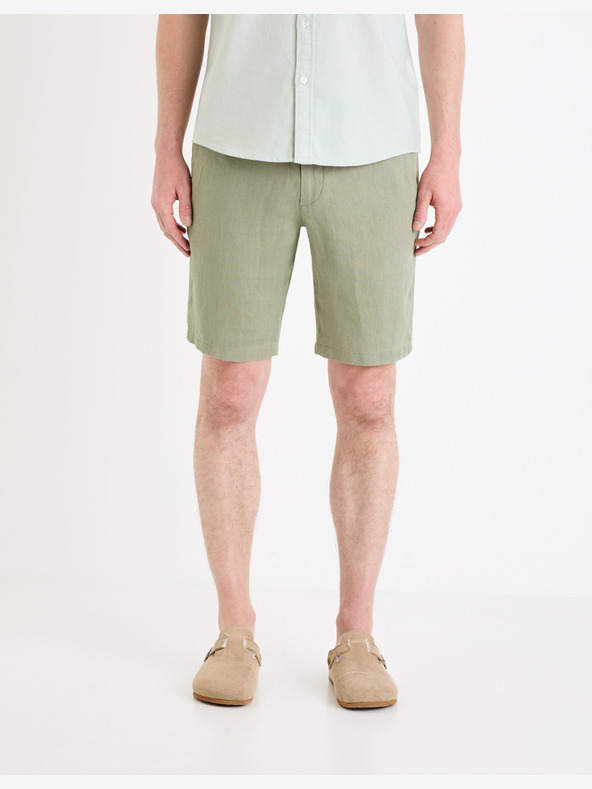 Celio Πράσινο ανδρικό λινό σορτς Celio Dolinusbm
