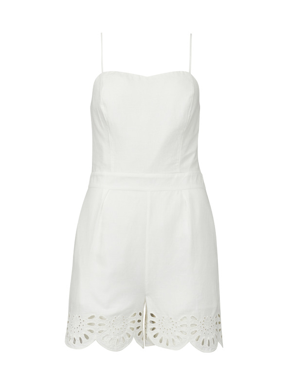 Orsay Λευκή γυναικεία κοντή ολόσωμη φόρμα ORSAY