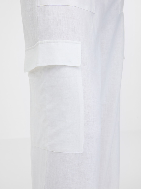 Orsay Λευκό γυναικείο φαρδύ παντελόνι ORSAY