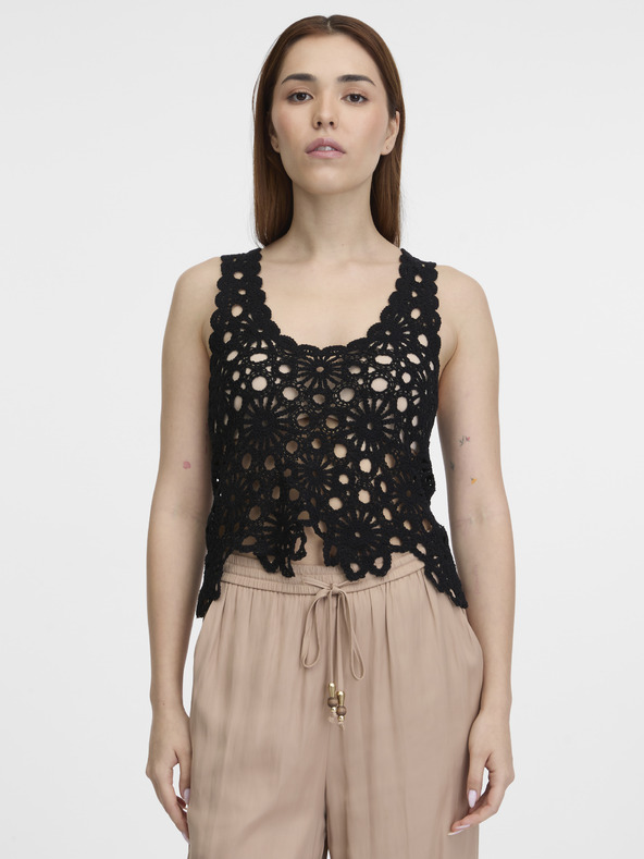 Orsay Μαύρη γυναικεία μπλούζα με βελονάκι ORSAY