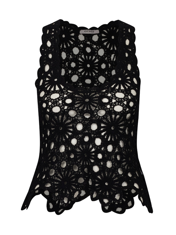 Orsay Μαύρη γυναικεία μπλούζα με βελονάκι ORSAY