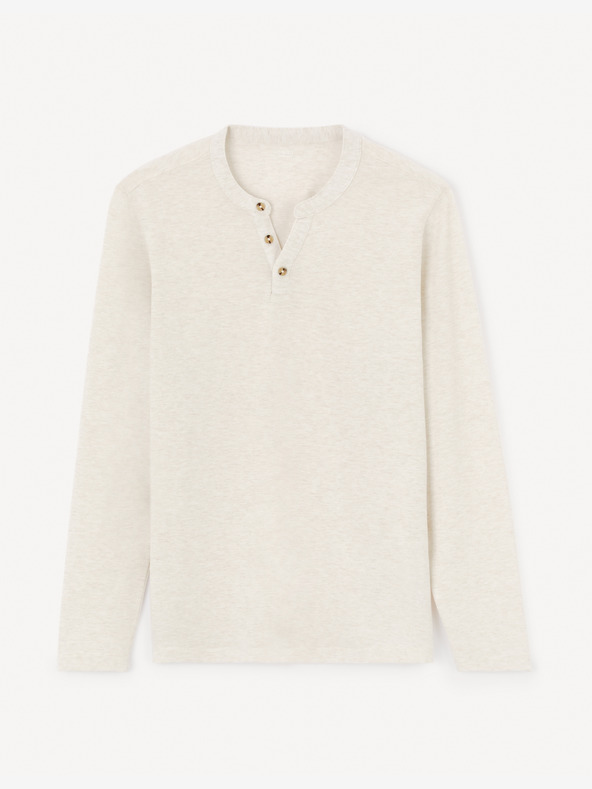 Celio Κρεμ ανδρικό μακρυμάνικο μπλουζάκι Celio Fegetiml