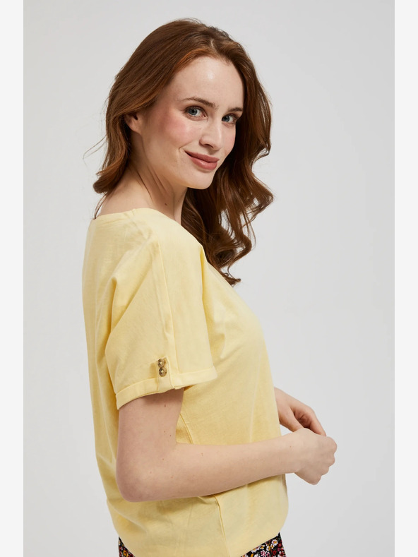 Moodo Κίτρινο πουκάμισο με τσέπη και σηκωμένα μανίκια Moodo