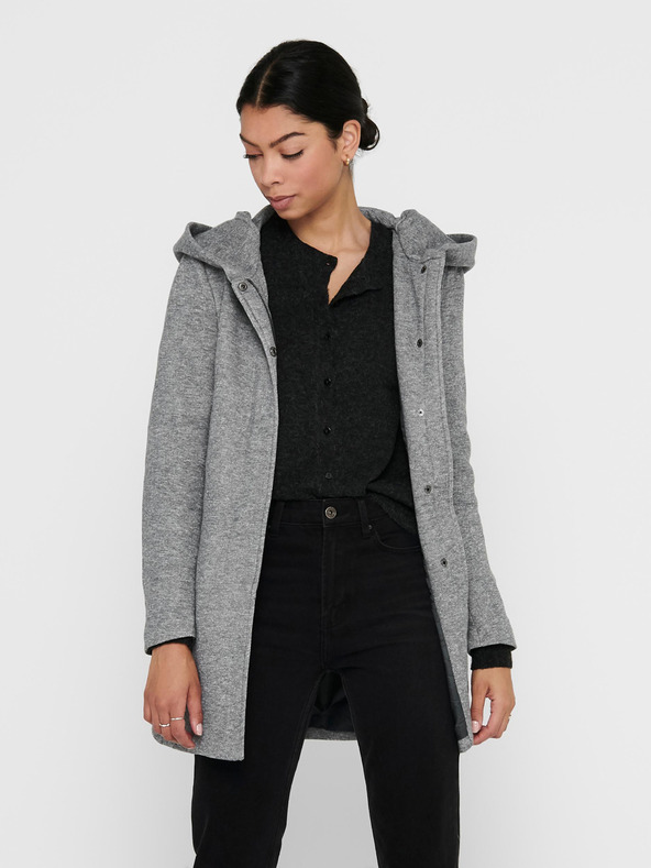 ONLY Ανοιχτό γκρι γυναικείο brindle ελαφρύ παλτό με κουκούλα ONLY Sedona