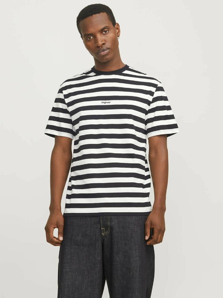 Jack & Jones Jack & Jones Ανδρικό λευκό και μαύρο ριγέ μπλουζάκι