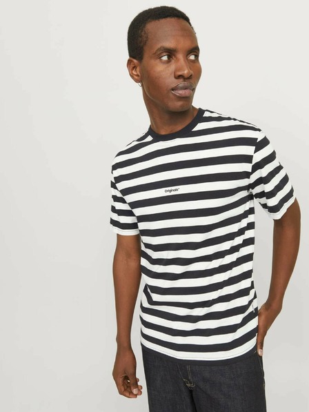 Jack & Jones Jack & Jones Ανδρικό λευκό και μαύρο ριγέ μπλουζάκι