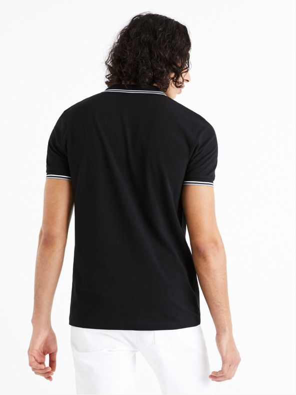 Celio Μαύρο ανδρικό πουκάμισο πόλο Celio Decolrayeb