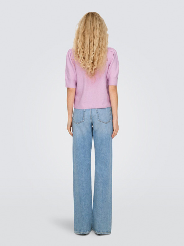 ONLY Ροζ γυναικείο κοντομάνικο πουλόβερ ONLY ONLRICA