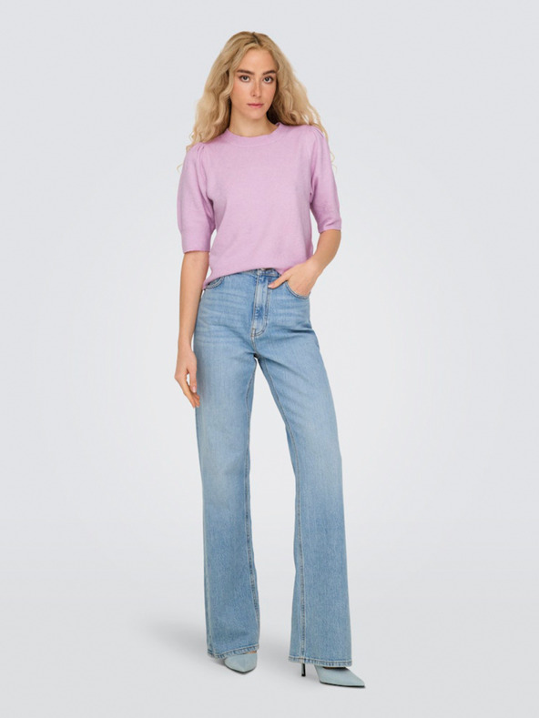 ONLY Ροζ γυναικείο κοντομάνικο πουλόβερ ONLY ONLRICA