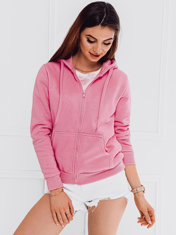 Edoti Ροζ γυναικείο φούτερ με κουκούλα Edoti