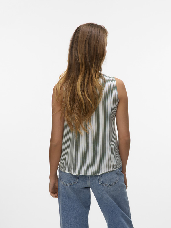 Vero Moda Λευκή και πράσινη γυναικεία ριγέ μπλούζα Vero Moda BUMPY