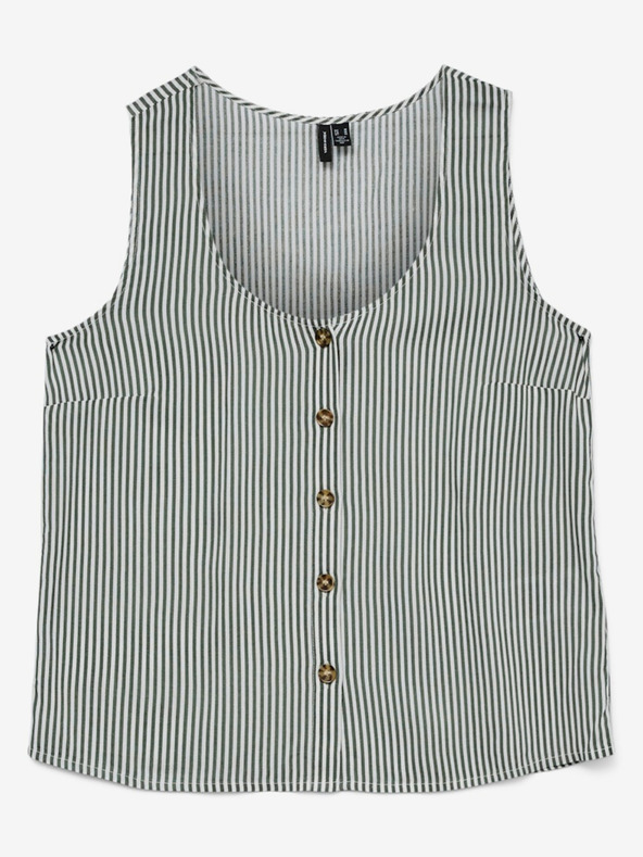 Vero Moda Λευκή και πράσινη γυναικεία ριγέ μπλούζα Vero Moda BUMPY