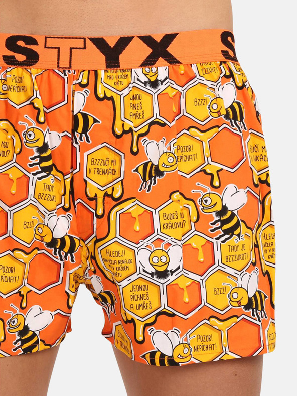 Styx Κίτρινο και πορτοκαλί ανδρικό σορτς ύπνου με σχέδιο Styx Μέλισσες