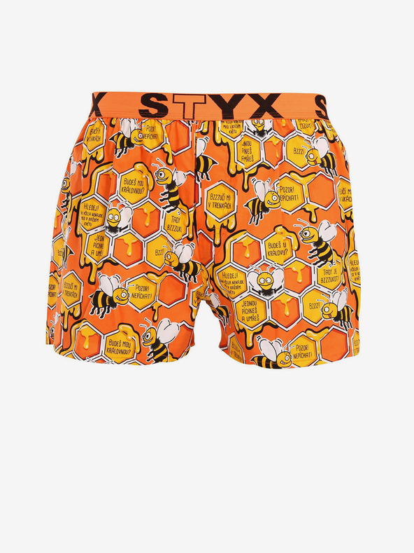 Styx Κίτρινο και πορτοκαλί ανδρικό σορτς ύπνου με σχέδιο Styx Μέλισσες