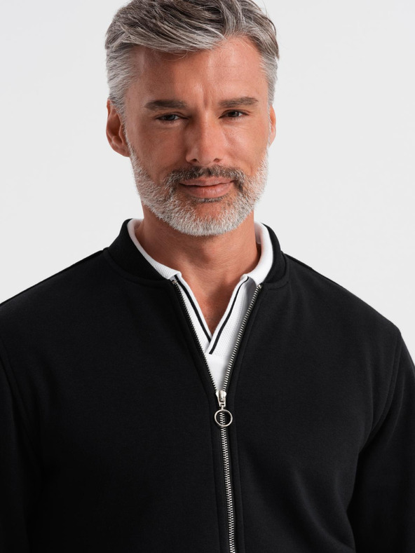 Ombre Clothing Ανδρικό βαμβακερό stretch bomber φούτερ μαύρο Ombre Clothing