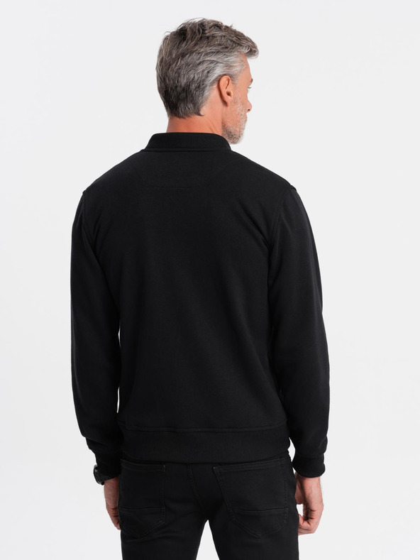 Ombre Clothing Ανδρικό βαμβακερό stretch bomber φούτερ μαύρο Ombre Clothing