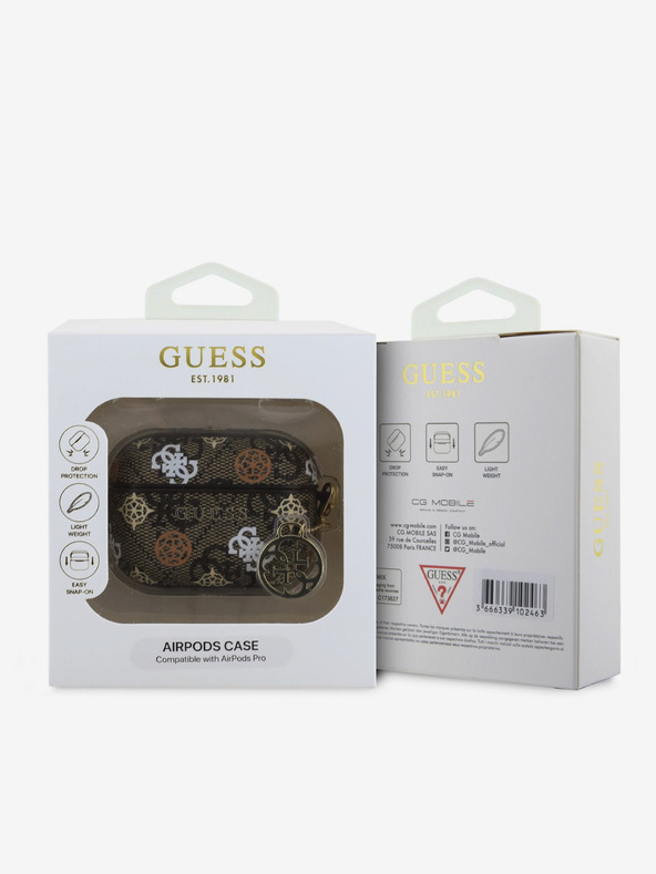 Guess Guess PU 4G θήκη Peony Charm για AirPods Pro καφέ