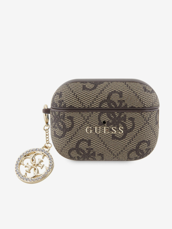 Guess Guess 4G Script PC/PU Charm θήκη για AirPods Pro 2 Καφέ