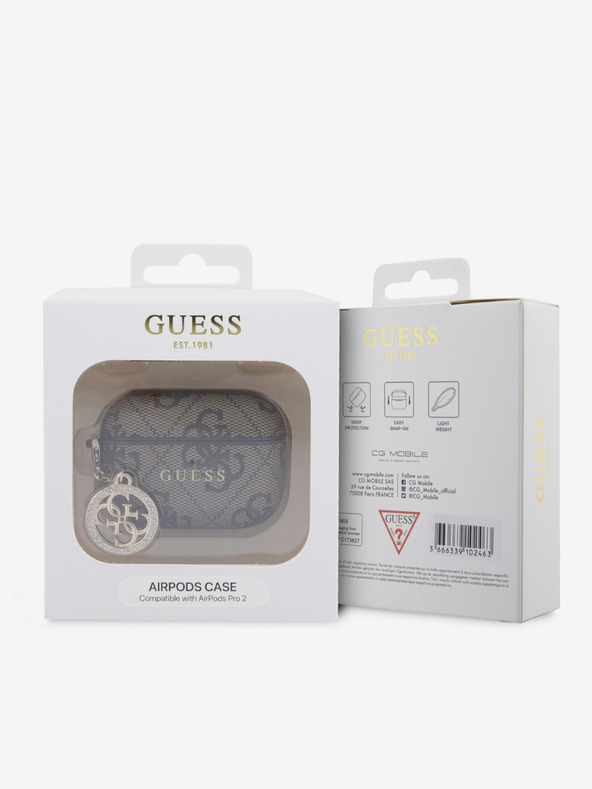 Guess Guess 4G Script PC/PU Charm θήκη για AirPods Pro 2 Καφέ
