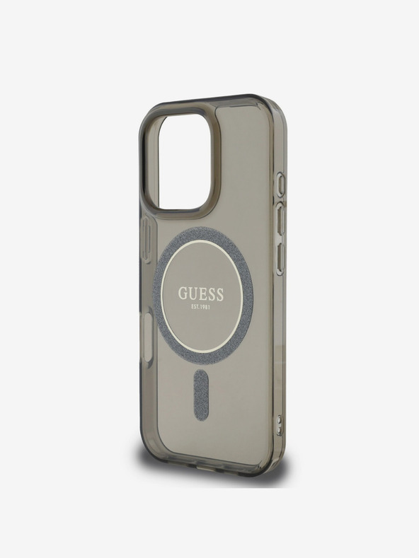 Guess Guess IML Glitter Ring MagSafe Back Cover για iPhone 16 Pro Μαύρο