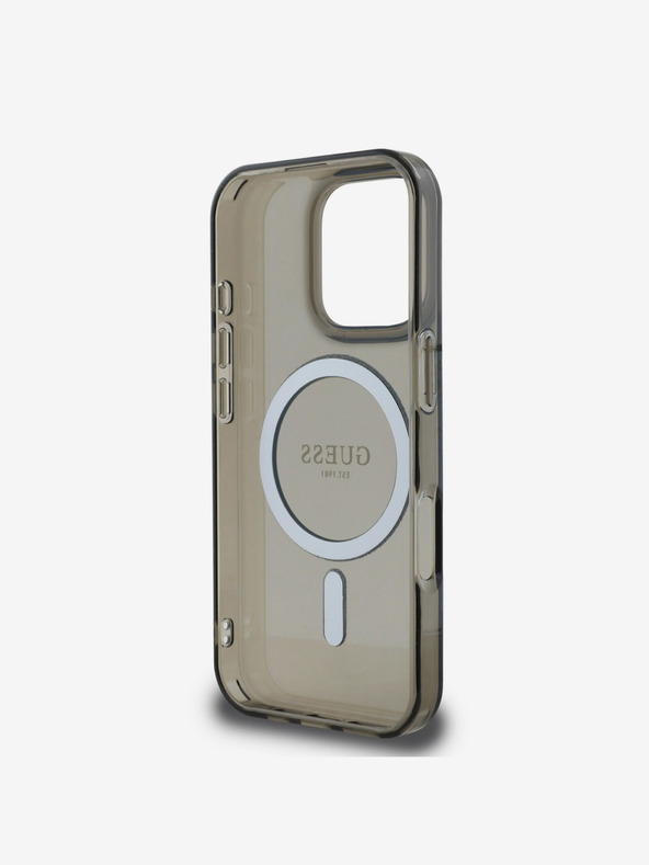 Guess Guess IML Glitter Ring MagSafe Back Cover για iPhone 16 Pro Μαύρο