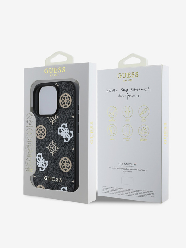 Guess Guess PU 4G Peony MagSafe Back Cover για iPhone 16 Pro Max Μαύρο