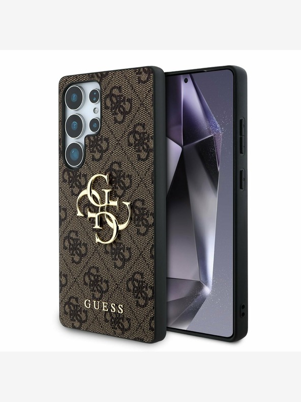 Guess PU 4G Metal Logo Zadní Kryt pro Samsung Galaxy S25 Ultra Brown Κάλυμμα τηλεφώνου
